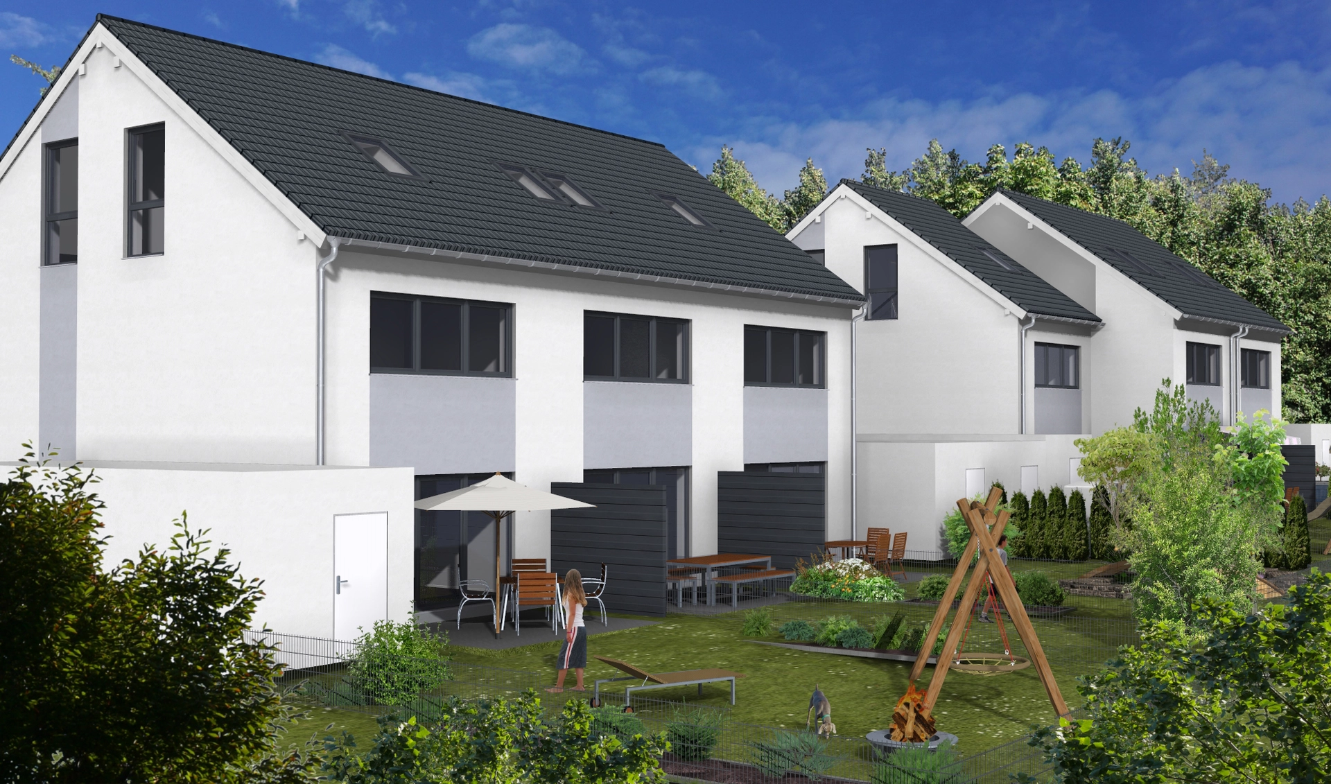 Gartenansicht 3er-Zeile
