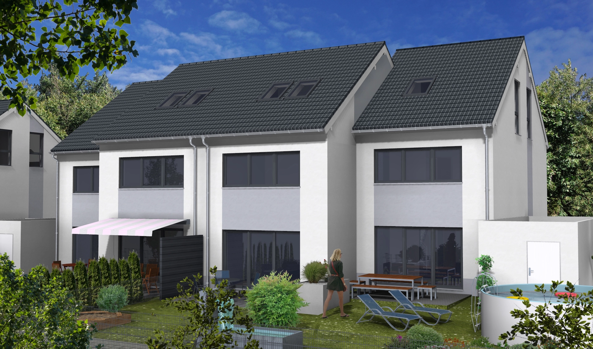 Gartenansicht 4er-Zeile